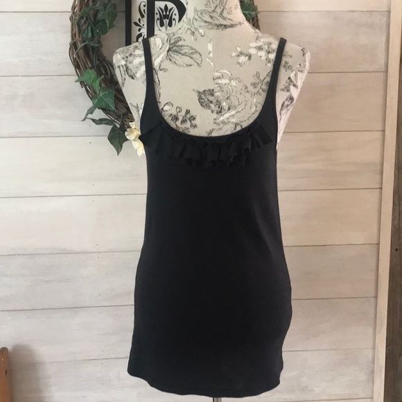 J. Crew Tops - J Crew Black Ruffle Top XL